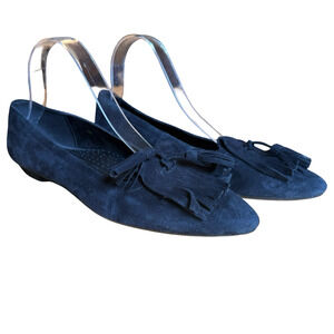Vaneli Van Eli Womens Kiltie Tassel Black Suede Flats Loafers Shoes sz 9.5 N